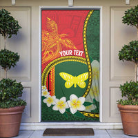 Personalised PNG Oro Provins Door Cover Papua New Guinea Plumeria Melanesian Pattern - Polynesian Pride