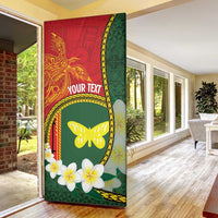 Personalised PNG Oro Provins Door Cover Papua New Guinea Plumeria Melanesian Pattern - Polynesian Pride