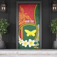 Personalised PNG Oro Provins Door Cover Papua New Guinea Plumeria Melanesian Pattern - Polynesian Pride