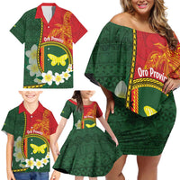 Personalised PNG Oro Provins Family Matching Off Shoulder Short Dress and Hawaiian Shirt Papua New Guinea Plumeria Melanesian Pattern - Polynesian Pride