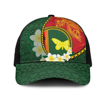 PNG Oro Provins Mesh Trucker Cap Papua New Guinea Plumeria Melanesian Pattern LT14 One Size Black Green - Polynesian Pride