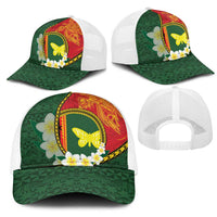 PNG Oro Provins Mesh Trucker Cap Papua New Guinea Plumeria Melanesian Pattern LT14 - Polynesian Pride