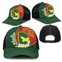 PNG Oro Provins Mesh Trucker Cap Papua New Guinea Plumeria Melanesian Pattern LT14 - Polynesian Pride