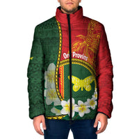 Personalised PNG Oro Provins Padded Jacket Papua New Guinea Plumeria Melanesian Pattern LT14 Green - Polynesian Pride