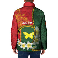 Personalised PNG Oro Provins Padded Jacket Papua New Guinea Plumeria Melanesian Pattern LT14 - Polynesian Pride