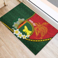 Personalised PNG Oro Provins Rubber Doormat Papua New Guinea Plumeria Melanesian Pattern LT14 - Polynesian Pride