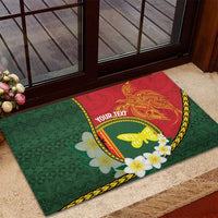 Personalised PNG Oro Provins Rubber Doormat Papua New Guinea Plumeria Melanesian Pattern LT14 - Polynesian Pride