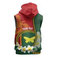 Personalised PNG Oro Provins Sleeveless Zip Hoodie Papua New Guinea Plumeria Melanesian Pattern - Polynesian Pride