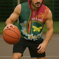 Personalised PNG Oro Provins Sleeveless Zip Hoodie Papua New Guinea Plumeria Melanesian Pattern - Polynesian Pride