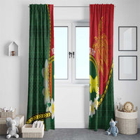 Personalised PNG Oro Provins Window Curtain Papua New Guinea Plumeria Melanesian Pattern - Polynesian Pride