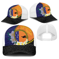 PNG Niu Ailan Baseball Net Cap Papua New Guinea Plumeria Melanesian Pattern LT14 - Polynesian Pride