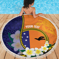 Personalised PNG Niu Ailan Beach Blanket Papua New Guinea Plumeria Melanesian Pattern LT14 - Polynesian Pride