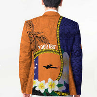 Personalised PNG Niu Ailan Blazer Papua New Guinea Plumeria Melanesian Pattern - Polynesian Pride