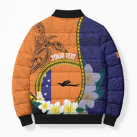 Personalised PNG Niu Ailan Bomber Puffer Jacket Papua New Guinea Plumeria Melanesian Pattern LT14 - Polynesian Pride