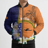 Personalised PNG Niu Ailan Bomber Puffer Jacket Papua New Guinea Plumeria Melanesian Pattern LT14 - Polynesian Pride