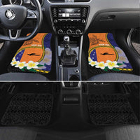 Personalised PNG Niu Ailan Car Mats Papua New Guinea Plumeria Melanesian Pattern LT14 Set 4pcs Orange - Polynesian Pride