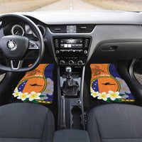 Personalised PNG Niu Ailan Car Mats Papua New Guinea Plumeria Melanesian Pattern LT14 Set 2pcs - Front Orange - Polynesian Pride