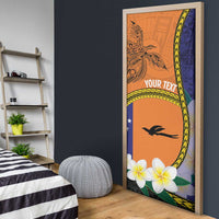 Personalised PNG Niu Ailan Door Cover Papua New Guinea Plumeria Melanesian Pattern - Polynesian Pride