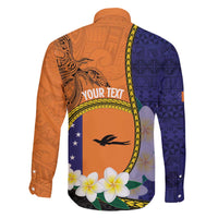 Personalised PNG Niu Ailan Family Matching Off The Shoulder Long Sleeve Dress and Hawaiian Shirt Papua New Guinea Plumeria Melanesian Pattern - Polynesian Pride