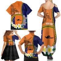 Personalised PNG Niu Ailan Family Matching Summer Maxi Dress and Hawaiian Shirt Papua New Guinea Plumeria Melanesian Pattern - Polynesian Pride
