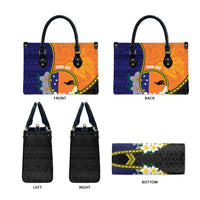 Personalised PNG Niu Ailan Leather Bag Papua New Guinea Plumeria Melanesian Pattern - Polynesian Pride