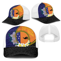PNG Niu Ailan Mesh Trucker Cap Papua New Guinea Plumeria Melanesian Pattern LT14 - Polynesian Pride