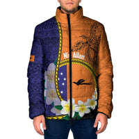 Personalised PNG Niu Ailan Padded Jacket Papua New Guinea Plumeria Melanesian Pattern LT14 Orange - Polynesian Pride