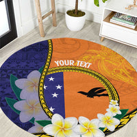 Personalised PNG Niu Ailan Round Carpet Papua New Guinea Plumeria Melanesian Pattern - Polynesian Pride