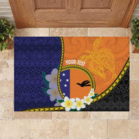 Personalised PNG Niu Ailan Rubber Doormat Papua New Guinea Plumeria Melanesian Pattern LT14 Orange - Polynesian Pride