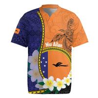 Personalised PNG Niu Ailan Rugby Jersey Papua New Guinea Plumeria Melanesian Pattern LT14 Orange - Polynesian Pride