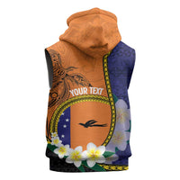 Personalised PNG Niu Ailan Sleeveless Hoodie Papua New Guinea Plumeria Melanesian Pattern LT14 - Polynesian Pride