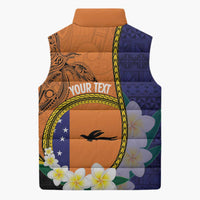 Personalised PNG Niu Ailan Sleeveless Puffer Jacket Papua New Guinea Plumeria Melanesian Pattern LT14 - Polynesian Pride