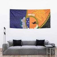 Personalised PNG Niu Ailan Tapestry Papua New Guinea Plumeria Melanesian Pattern - Polynesian Pride