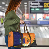 Personalised PNG Niu Ailan Travel Bag Papua New Guinea Plumeria Melanesian Pattern - Polynesian Pride