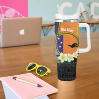 Personalised PNG Niu Ailan Tumbler With Handle Papua New Guinea Plumeria Melanesian Pattern - Polynesian Pride