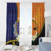 Personalised PNG Niu Ailan Window Curtain Papua New Guinea Plumeria Melanesian Pattern - Polynesian Pride