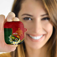 Personalised PNG Simbu Provins AirPods Case Papua New Guinea Plumeria Melanesian Pattern LT14 Green - Polynesian Pride