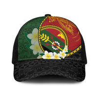PNG Simbu Provins Baseball Net Cap Papua New Guinea Plumeria Melanesian Pattern LT14 One Size Black Green - Polynesian Pride