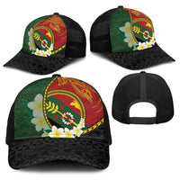 PNG Simbu Provins Baseball Net Cap Papua New Guinea Plumeria Melanesian Pattern LT14 - Polynesian Pride