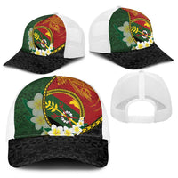 PNG Simbu Provins Baseball Net Cap Papua New Guinea Plumeria Melanesian Pattern LT14 - Polynesian Pride