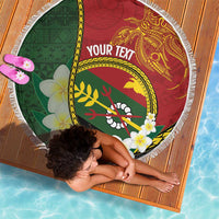 Personalised PNG Simbu Provins Beach Blanket Papua New Guinea Plumeria Melanesian Pattern - Polynesian Pride