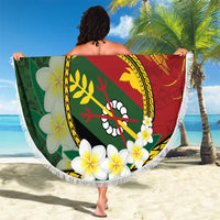 Personalised PNG Simbu Provins Beach Blanket Papua New Guinea Plumeria Melanesian Pattern - Polynesian Pride