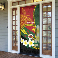 Personalised PNG Simbu Provins Door Cover Papua New Guinea Plumeria Melanesian Pattern - Polynesian Pride