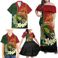 Personalised PNG Simbu Provins Family Matching Off Shoulder Maxi Dress and Hawaiian Shirt Papua New Guinea Plumeria Melanesian Pattern - Polynesian Pride