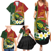 Personalised PNG Simbu Provins Family Matching Summer Maxi Dress and Hawaiian Shirt Papua New Guinea Plumeria Melanesian Pattern - Polynesian Pride