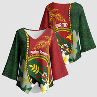 Personalised PNG Simbu Provins Kimono Sleeve Blouse Papua New Guinea Plumeria Melanesian Pattern - Polynesian Pride