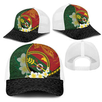 PNG Simbu Provins Mesh Trucker Cap Papua New Guinea Plumeria Melanesian Pattern LT14 - Polynesian Pride