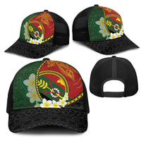 PNG Simbu Provins Mesh Trucker Cap Papua New Guinea Plumeria Melanesian Pattern LT14 - Polynesian Pride