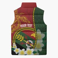 Personalised PNG Simbu Provins Sleeveless Puffer Jacket Papua New Guinea Plumeria Melanesian Pattern - Polynesian Pride