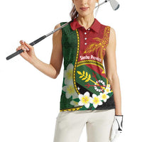 Personalised PNG Simbu Provins Women Sleeveless Polo Shirt Papua New Guinea Plumeria Melanesian Pattern - Polynesian Pride